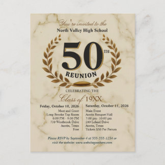 Elegant Class of 1976 50th High School Reunion Postkarte