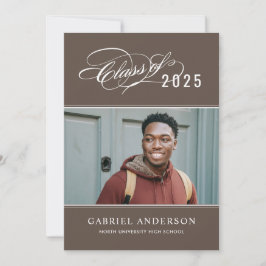 Elegant Class of 2025 Brown Foto Graduation Party Einladung