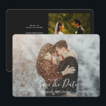Elegant Classic Black and White Caligraphy Wedding Save The Date<br><div class="desc">-Capture the timeless beauty of love with this elegant black and white wedding photo, featuring intricate calligraphy. Perfect for couples seeking a sophisticated and classic touch for their special day, this beautiful image is ideal for wedding invitations, decor, or personal keepsakes. The contrast of black and white enhances the romantic...</div>