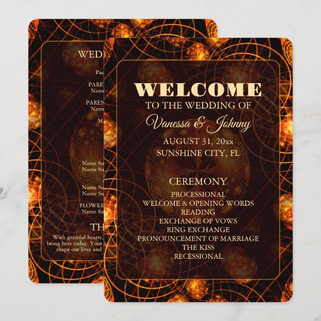 Elegant Classic Boho Modern Gold #901 Wedding Programm (Vorne/Hinten)