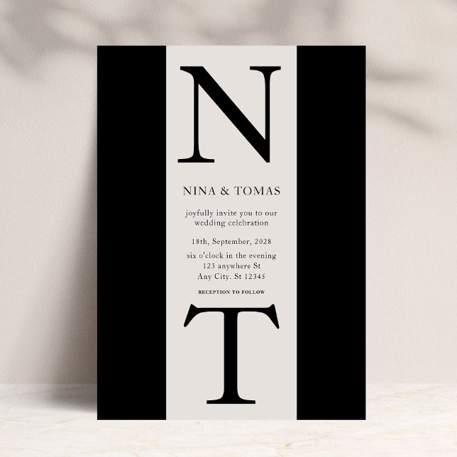 Elegant Classic Bold Monogram Typografy Wedding Einladung (Von Creator hochgeladen)