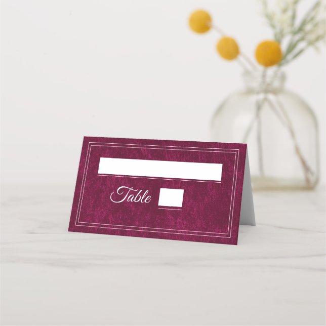 Elegant Classic Burgundy Berry Wedding Platzkarte (Vorderseite)
