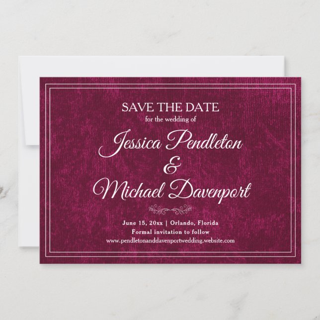 Elegant Classic Burgundy Berry Wedding Save Date Save The Date (Vorderseite)