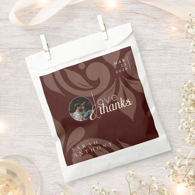 Elegant Classic Chic Damask Photo Wedding Geschenktütchen (Von Creator hochgeladen)