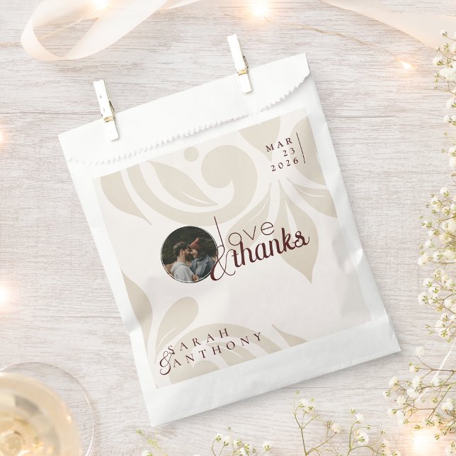 Elegant Classic Chic Damask Photo Wedding Geschenktütchen (Von Creator hochgeladen)