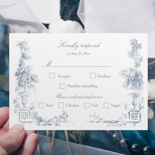Elegant Classic Dusty Blue RSVP Karte (Von Creator hochgeladen)