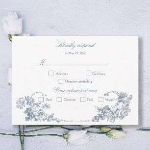 Elegant Classic Dusty Blue RSVP Karte
