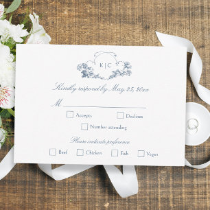 Elegant Classic Dusty Blue RSVP Karte