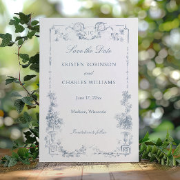 Elegant Classic Dusty Blue Save The Date