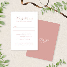 Elegant Classic Dusty Rose Monogram Script Wedding RSVP Karte
