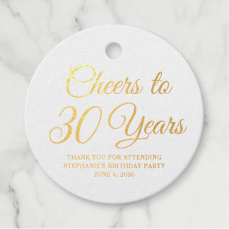 Elegant Classic Foil Cheers to 30 Years Gold Geschenkanhänger