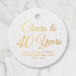 Elegant Classic Foil Cheers to 40 Years Gold Geschenkanhänger