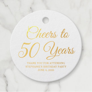 Elegant Classic Foil Cheers to 50 Years Gold Geschenkanhänger