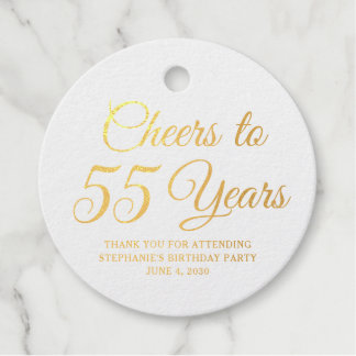 Elegant Classic Foil Cheers to 55 Years Gold Geschenkanhänger