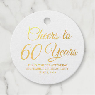 Elegant Classic Foil Cheers to 60 Years Gold Geschenkanhänger