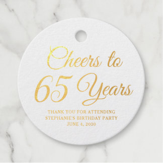 Elegant Classic Foil Cheers to 65 Years Gold Geschenkanhänger