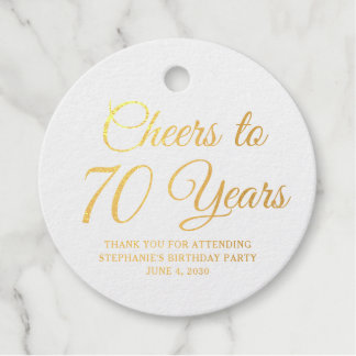 Elegant Classic Foil Cheers to 70 Years Gold Geschenkanhänger