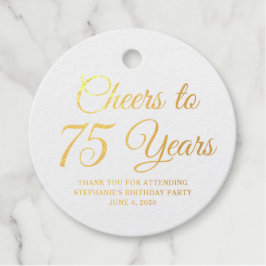 Elegant Classic Foil Cheers to 75 Years Gold Geschenkanhänger