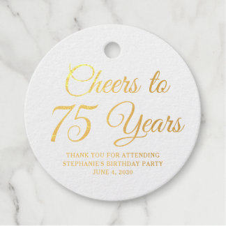 Elegant Classic Foil Cheers to 75 Years Gold Geschenkanhänger