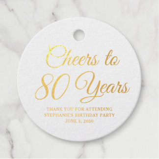 Elegant Classic Foil Cheers to 80 Years Gold Geschenkanhänger