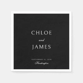 Elegant Classic Formal Black Names Wedding Serviette