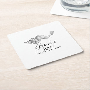 Elegant Classic Golf 100. Geburtstagsparty Custom Rechteckiger Pappuntersetzer