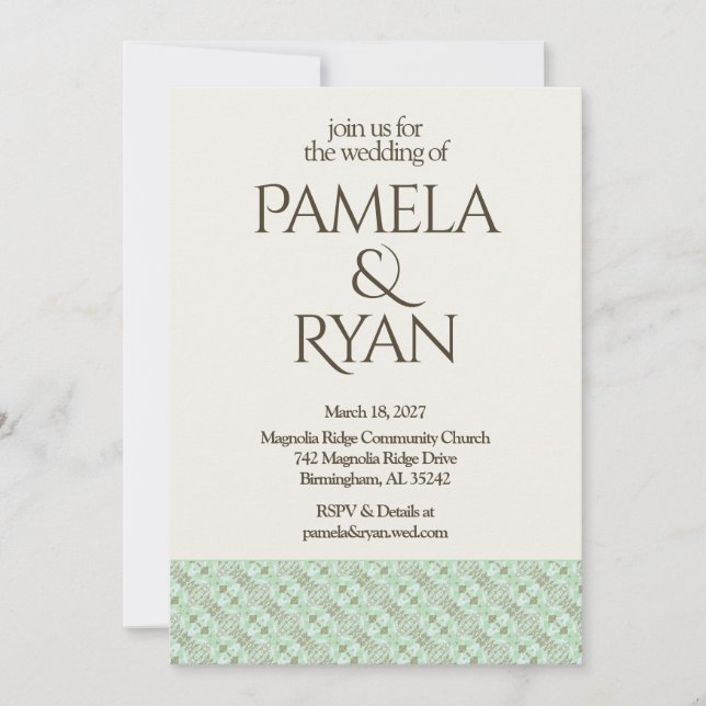 Elegant Classic Ivory Wedding Invitation (Devant)