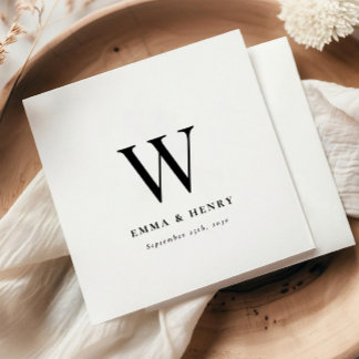 Elegant Classic Last Name Initial Wedding Serviette