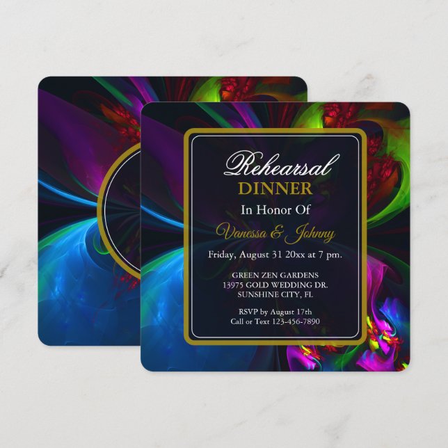 Elegant Classic Modern Floral Pattern #902 Wedding Einladung (Vorne/Hinten)