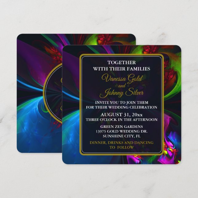 Elegant Classic Modern Floral Pattern #902 Wedding Einladung (Vorne/Hinten)