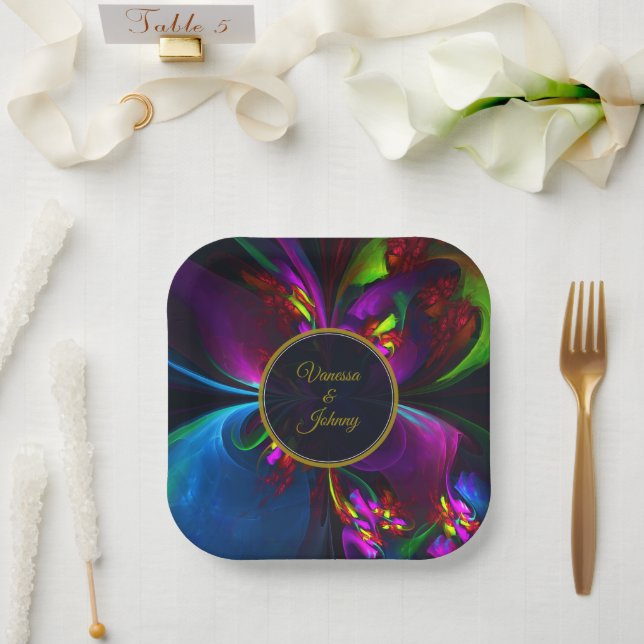 Elegant Classic Modern Floral Pattern #902 Wedding Pappteller (Hochzeit)