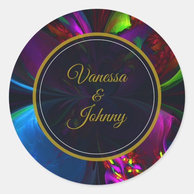 Elegant Classic Modern Floral Pattern #902 Wedding Runder Aufkleber (Vorderseite)