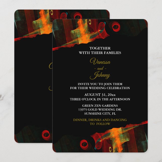 Elegant Classic Modern Trendy Pattern #903 Wedding Einladung (Vorne/Hinten)