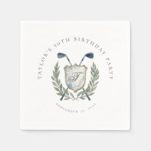 Elegant Classic Monogram Golf Crest Birthday Party