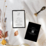 elegant | Classic Monogram QR Code Wedding Einladung<br><div class="desc">Schwarz-weiß zeitlos und stilvoll monogramm Blatt Hochzeitseinladung mit QR-Code und detailliertere Informationen auf der Rückseite.</div>