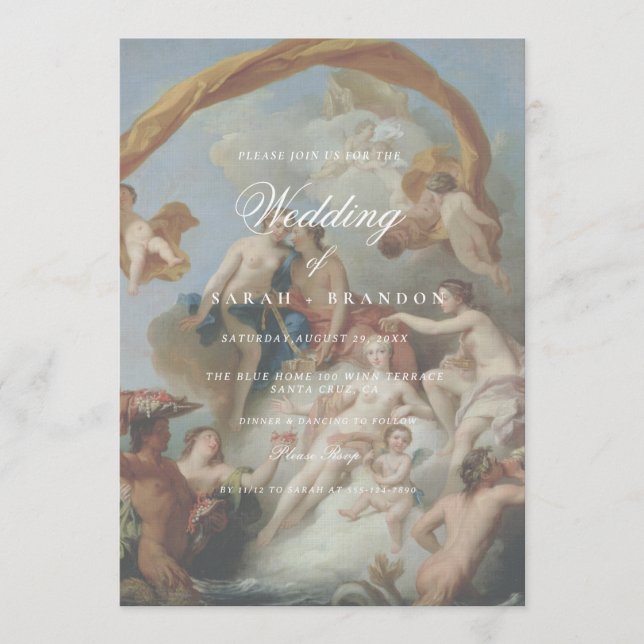 Elegant Classic Old painting Wedding Einladung (Vorderseite)