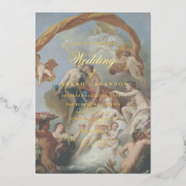 Elegant Classic Old painting Wedding Folieneinladung (Vorderseite)