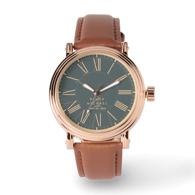 Elegant Classic Roman Numerals Typography Wedding Armbanduhr (Vorderseite)