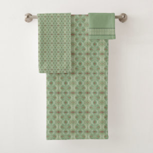 Elégant Classic Sage & Floral Vintage Tile Motif
