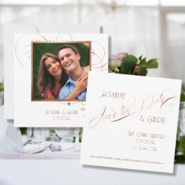 Elegant Classic Script Calligraphy Rose Gold Photo Einladung