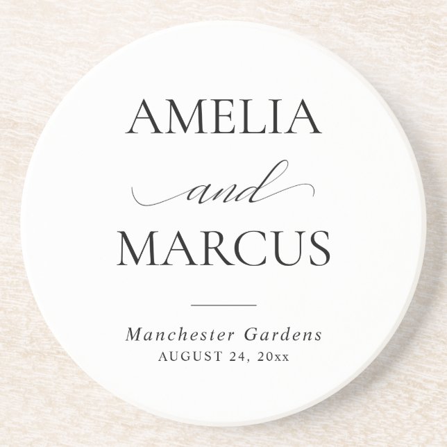 Elegant Classic Script Calligraphy Wedding Getränkeuntersetzer (Vorne)