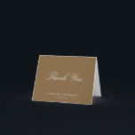 Elegant Classic Script Wedding Caramel Folded Dankeskarte<br><div class="desc">This personalized thank you card features a warm caramel brown background paired with soft ivory script for a timeless, elegant look. The classic typography feels refined yet approachable, making it a thoughtful way to express gratitude after a wedding, shower, or special celebration. Customize the names and date to reflect your...</div>