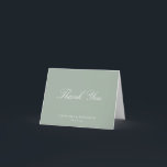 Elegant Classic Script Wedding Dusty Sage Folded Dankeskarte<br><div class="desc">This personalized thank you card features a dusty sage background paired with soft white script for a timeless, elegant look. The classic typography feels refined yet approachable, making it a thoughtful way to express gratitude after a wedding, shower, or special celebration. Customize the names and date to reflect your event...</div>
