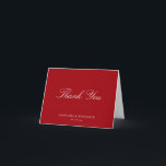 Elegant Classic Script Wedding Red White Folded Dankeskarte<br><div class="desc">This personalized thank you card features a red background paired with soft white script for a timeless, elegant look. The classic typography feels refined yet approachable, making it a thoughtful way to express gratitude after a wedding, shower, or special celebration. Customize the names and date to reflect your event and...</div>