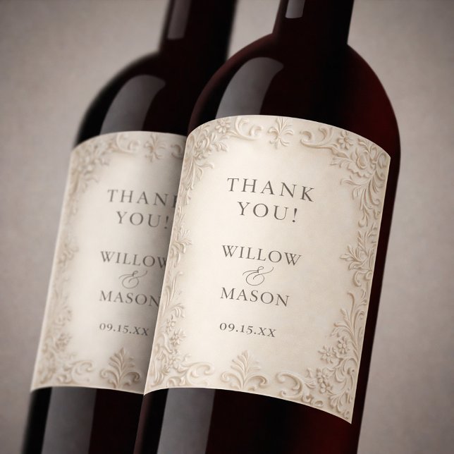 Elegant Classic Scrollwork Baroque Wedding Weinetikett (Elegant Classic Scrollwork Baroque Wedding Wine Label)