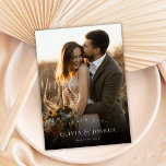 Elegant Classic Typography Single Photo Wedding Dankeskarte<br><div class="desc">Stylish minimalist, and elegant one-photo wedding thank you card. Thank your guests with this elegance wedding photo thank you card. Featuring a clean layout, refined typography, and a timeless aesthetic, it’s perfect for modern and classic wedding styles alike. Easily customize the photo, names and date to create a beautiful and...</div>