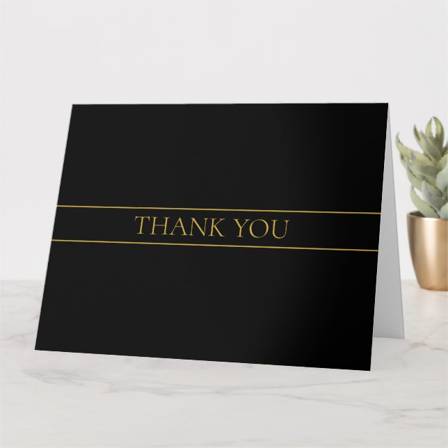Elegant Classic Vielen Dank | Gold Text und Streif Karte (Kleine Pflanze)