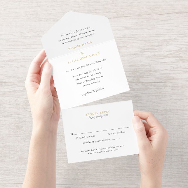 Elegant Classic Wedding All-in-One-Einladung (Abreißstreifen)