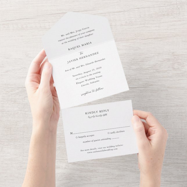 Elegant Classic Wedding All In One Einladung (Abreißen)