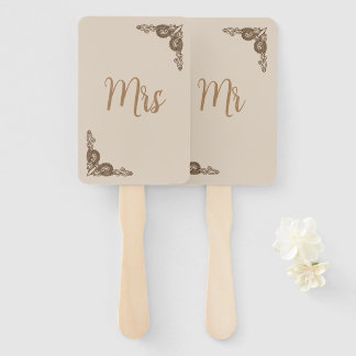 Elegant Classy Beige verziert Mrs. or Mr. Wedding Fächer
